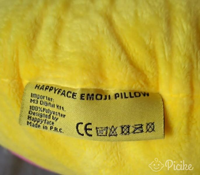Happy Face emoji párna - sárga plüss