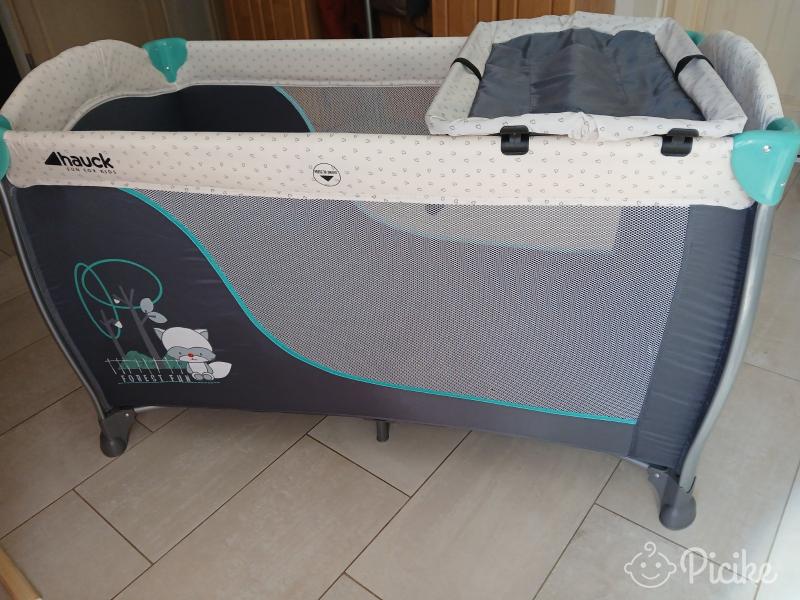 Hauck utazóágy - Forest print turquoise