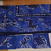 Kék Batik Mintás Textil Szett Dekorációhoz